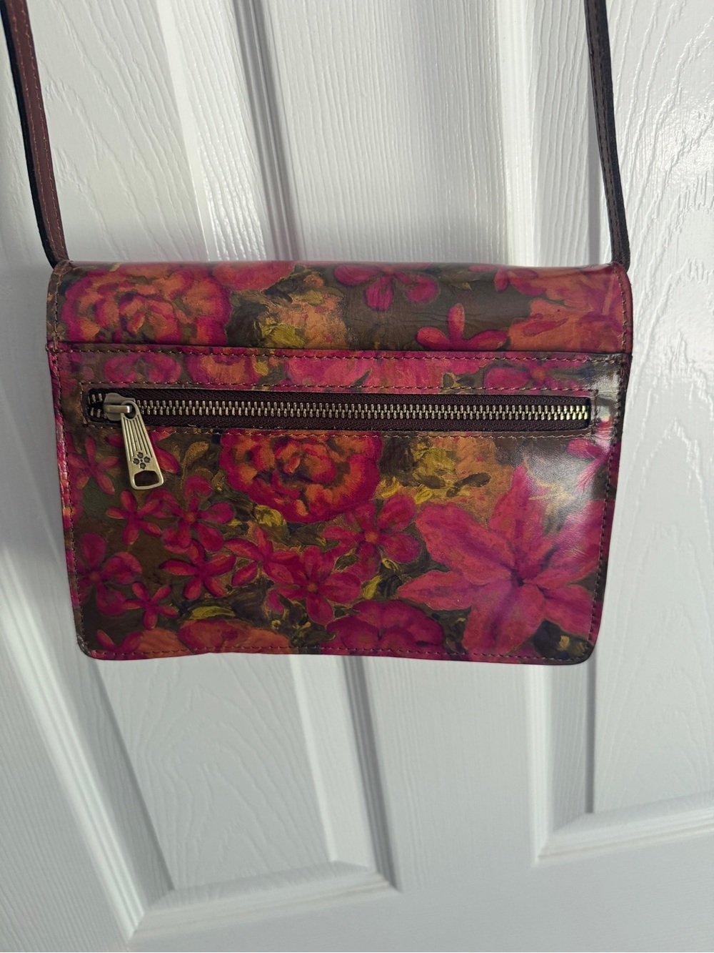 🆕 Patricia Nash Leather Crossbody Floral Oil Painting Consilina Purse - Picture 5 of 14